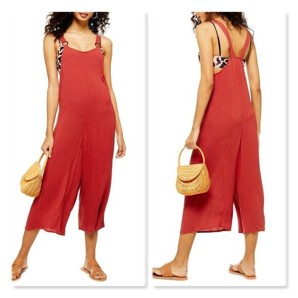 TOPSHOP Tortoise Ring Crop Jumpsuit sz 4-6 - Picture 1 of 12